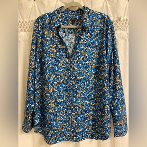 Ann Taylor Blue Floral Women's Top, Size XXL (US 18)